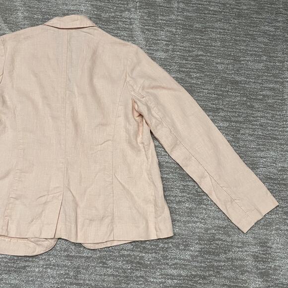 J.Jill Love Linen Blazer Womens Small Pink 100% Linen One Button Lightweight - Picture 5 of 11